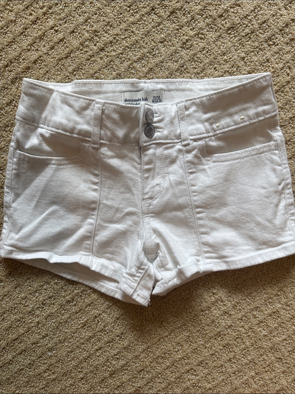 Abercrombie & Fitch White Kids Denim Shortie Shorts